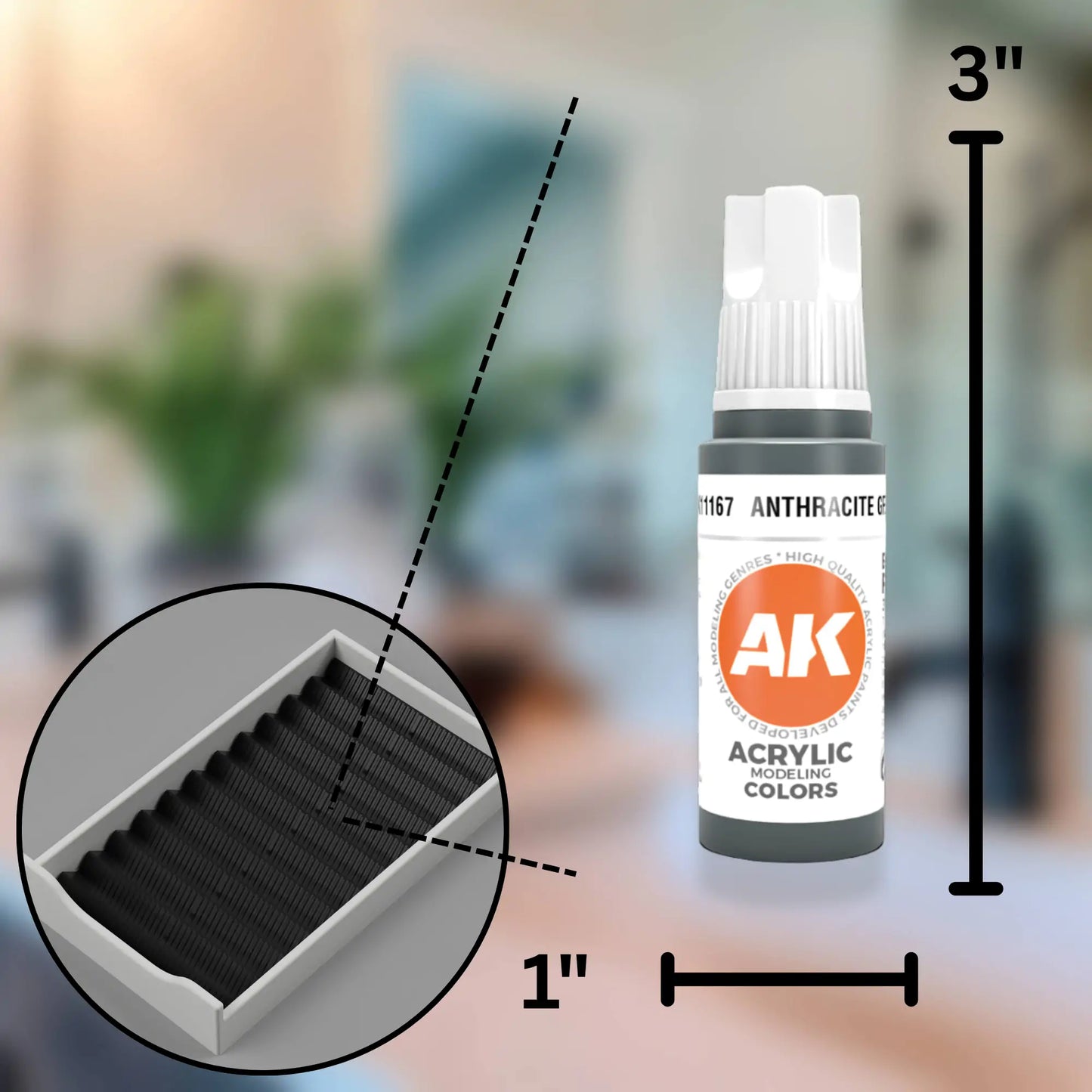 black custom drawer organizer for ikea alex 5-drawer with closeup sizing of the ak-interactive acrylic paints.