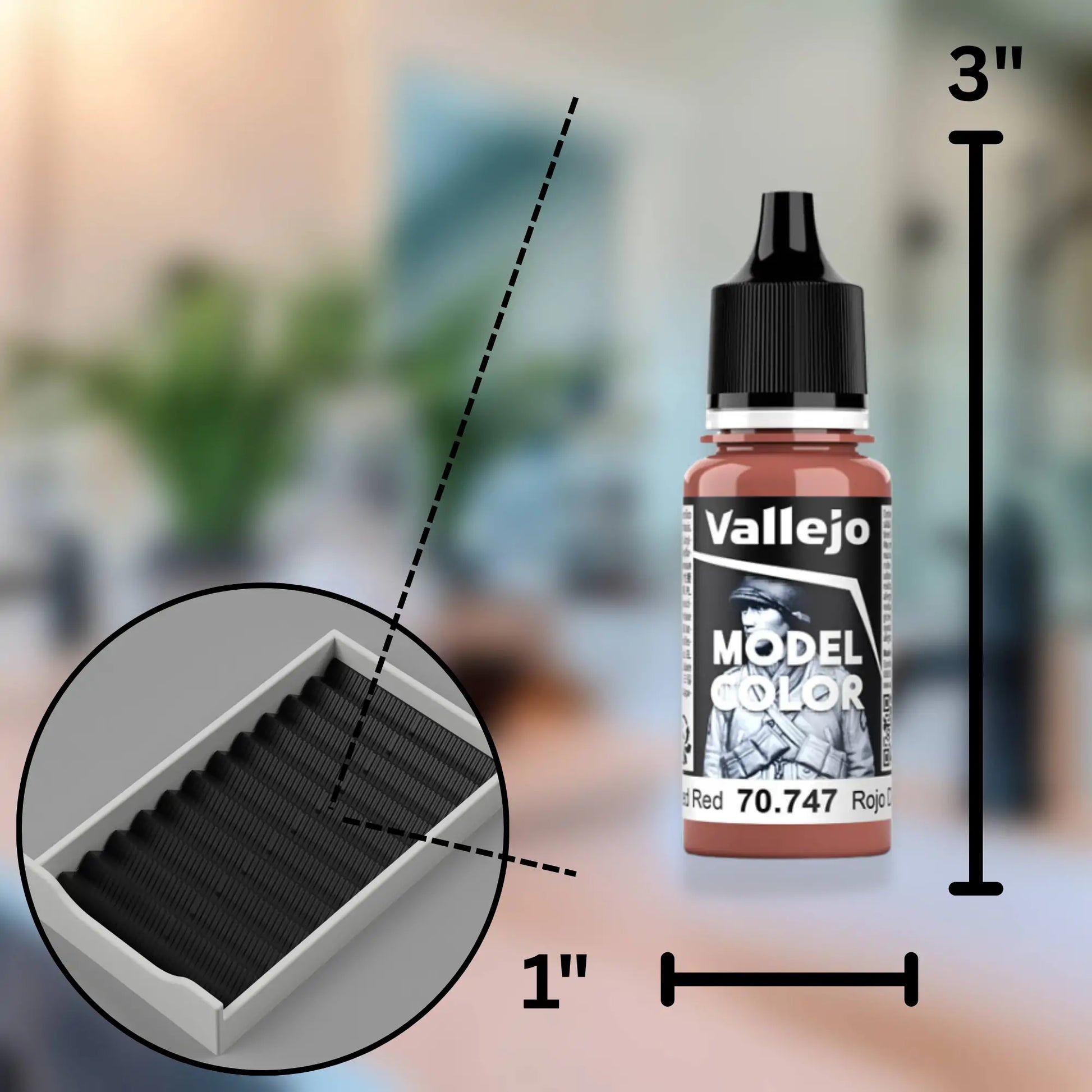 black custom drawer organizer for ikea alex 5-drawer with closeup sizing of the vallejo acrylic paints.